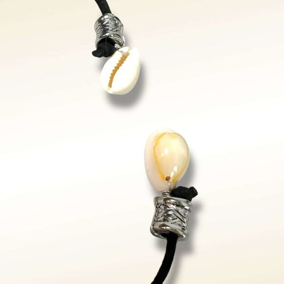 Free People Katie Leather Shell Choker NWT Layered Necklace Beach Bohemian Surf - Picture 9 of 16